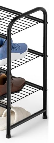 KEETDY 3-Tier Long Shoe Rack for Closet Metal Shoe Organizer for Entryway, Wide Stackable Shoe Storage Shelf with Sturdy Wire Grid for Closet Floor, Bedroom