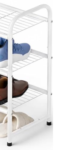 KEETDY 3-Tier Long Shoe Rack for Closet Metal Shoe Organizer for Entryway, Wide Stackable Shoe Storage Shelf with Sturdy Wire Grid for Closet Floor, Bedroom