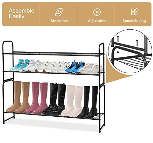 3-Tier Stackable Metal Shoe Rack for Closet & Entryway
