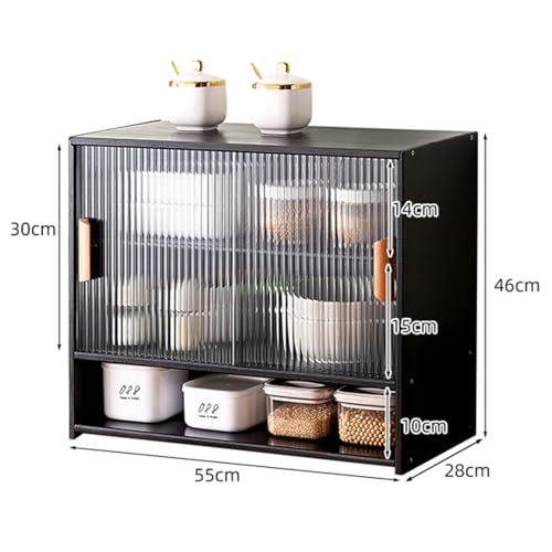 Bamboo Kitchen Pantry Cabinet with Doors, Sideboard Storage Shelving, Countertop Cupboard for Food, Dish Rack, and Bread Storage Bin - Stylish & Functional