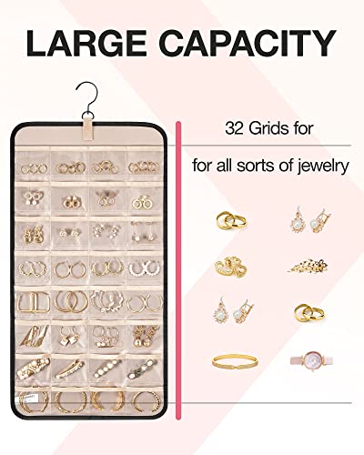 BAGSMART Hanging Jewelry Organizer Roll Travel Jewelry Organizer