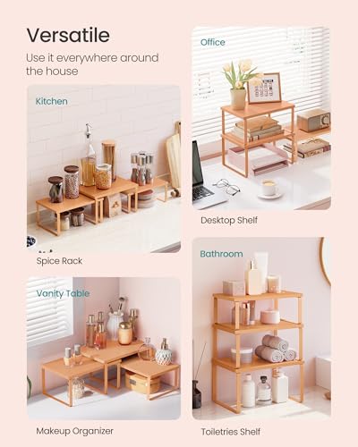 SONGMICS Cabinet Organizer Shelf, Spice Rack, Kitchen Storage