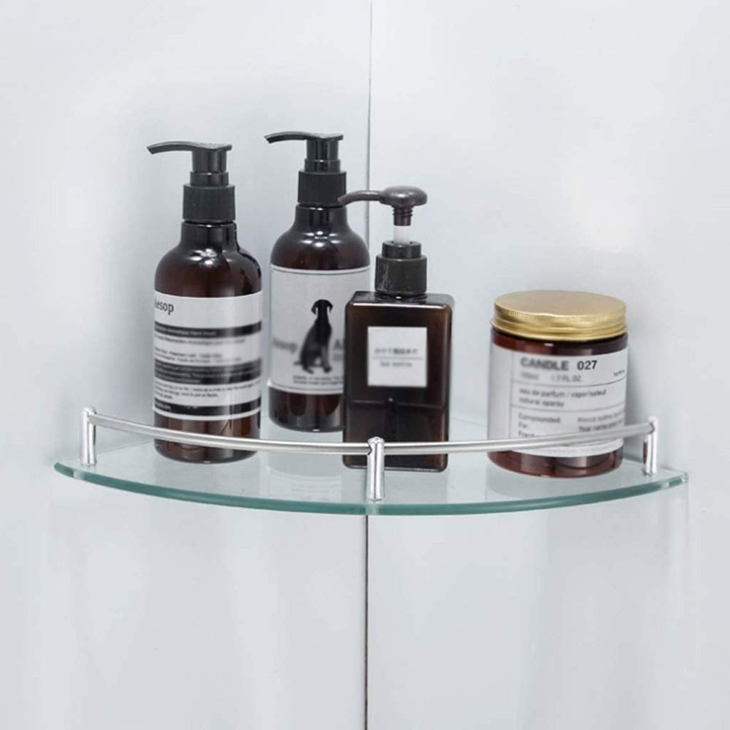 Wall-Mounted Tempered Glass Corner Shower Caddy Shelf