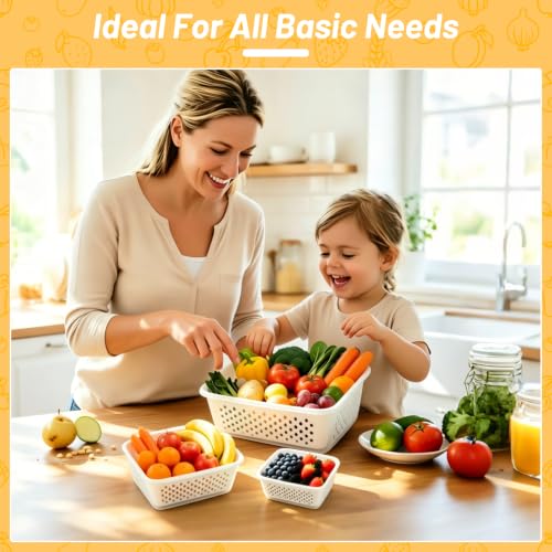 IKKAB 3 Pack Fruit Storage Containers for Fridge with Removable Colander