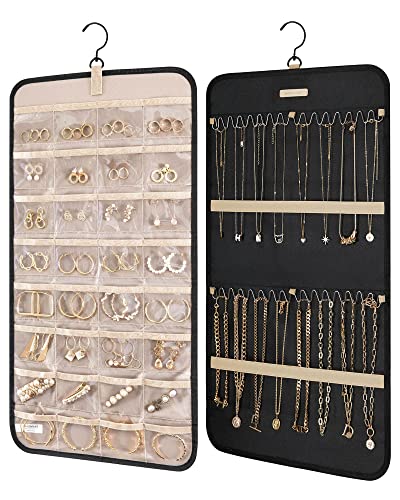 BAGSMART Hanging Jewelry Organizer Roll Travel Jewelry Organizer