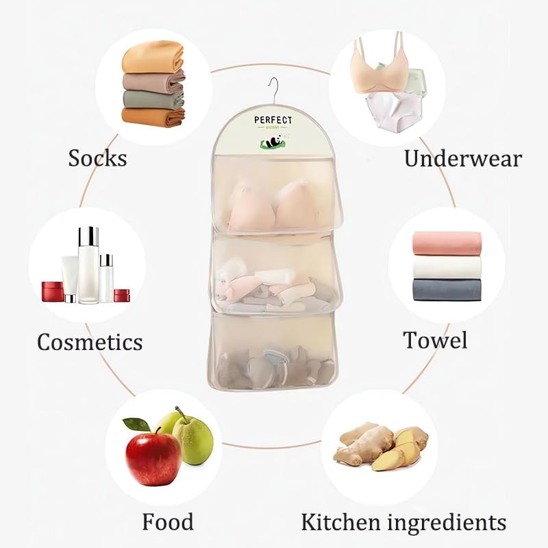 Multi-Layer Hanging Mesh Organizer with Metal Hanger