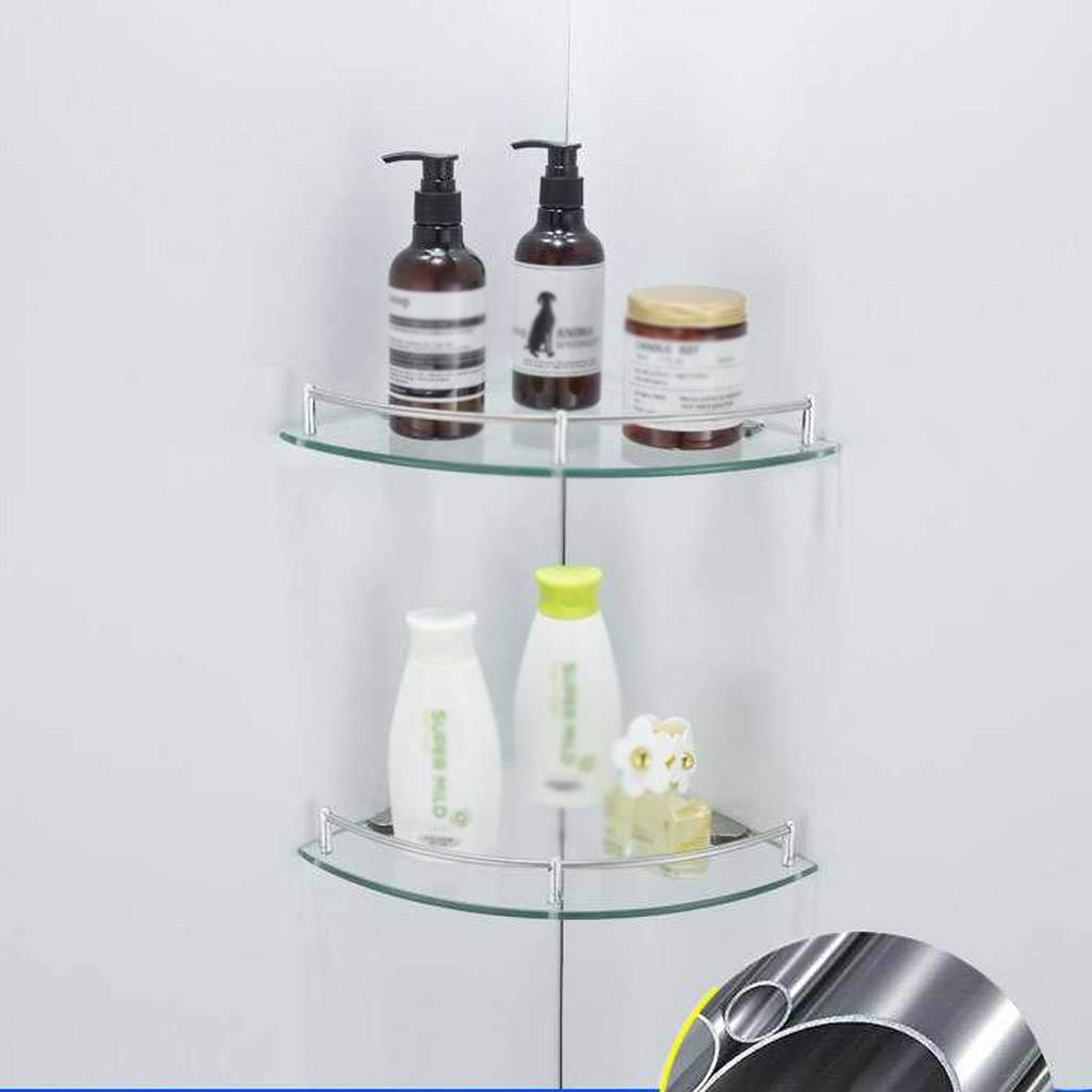 Wall-Mounted Tempered Glass Corner Shower Caddy Shelf