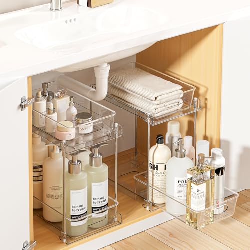 4-Pack 2-Tier Clear Pull-Out Under-Sink Organizers
