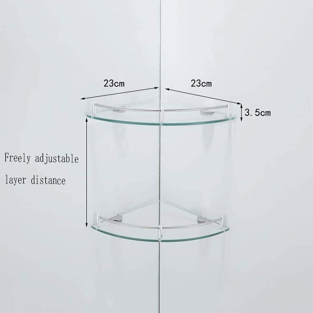 Wall-Mounted Tempered Glass Corner Shower Caddy Shelf