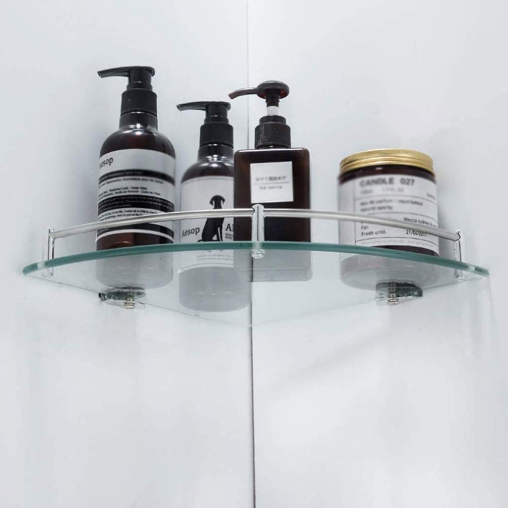Wall-Mounted Tempered Glass Corner Shower Caddy Shelf
