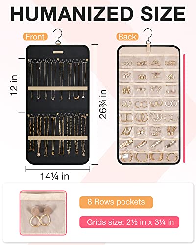 Double-Sided Hanging Jewelry Organizer for Travel & Closet