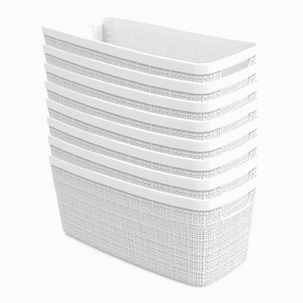 Curver Jute Decorative Plastic Organization and Storage Basket Perfect Bins for Home Office, Closet Shelves, Kitchen Pantry and All Bedroom Essentials