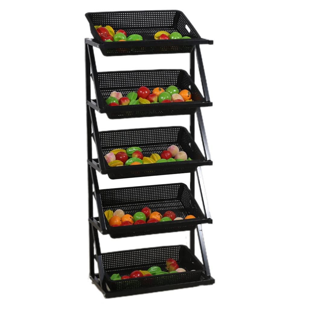Kitchen Organizer 4-5 Tier Fruit Basket for Kitchen, Stackable Metal Fruit Vegetable Storage Baskets Organizer Stand, Potato and Onion Storage Bins Rack for Pantry (Color : A, Size (A 66*35*140cm)