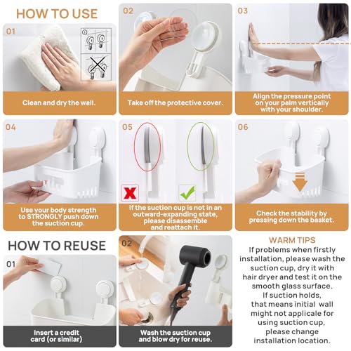 Suction Cup Shower Caddy Organizer Bathroom Shelf