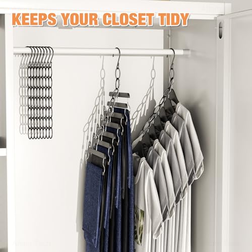 10-Pack 7-Loop Space-Saving Metal Hangers for Closet