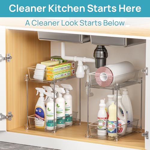 4-Pack 2-Tier Clear Pull-Out Under-Sink Organizers