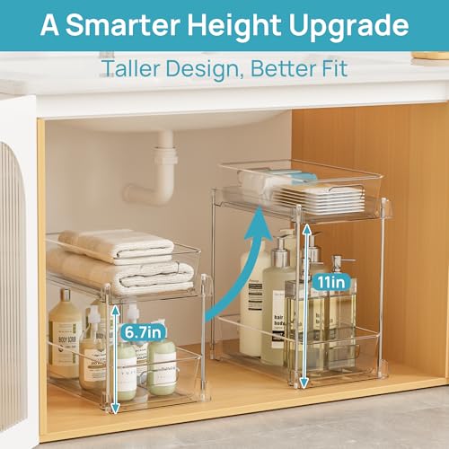 4-Pack 2-Tier Clear Pull-Out Under-Sink Organizers