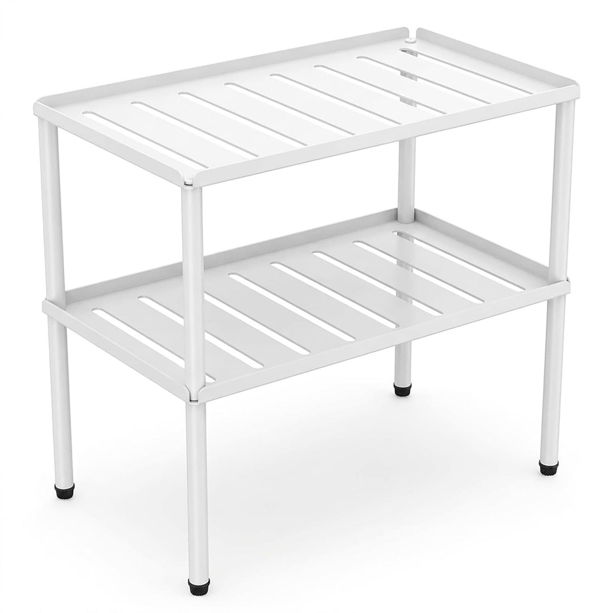 DwellDeal Cabinet Organizer Shelf, 2 Tier Kitchen Cabinet Organizer with Stackable Cabinet Shelves for Kitchen Countertop Storage, Metal Kitchen Shelf Organizer for Spice, Pantry & Under Sink White