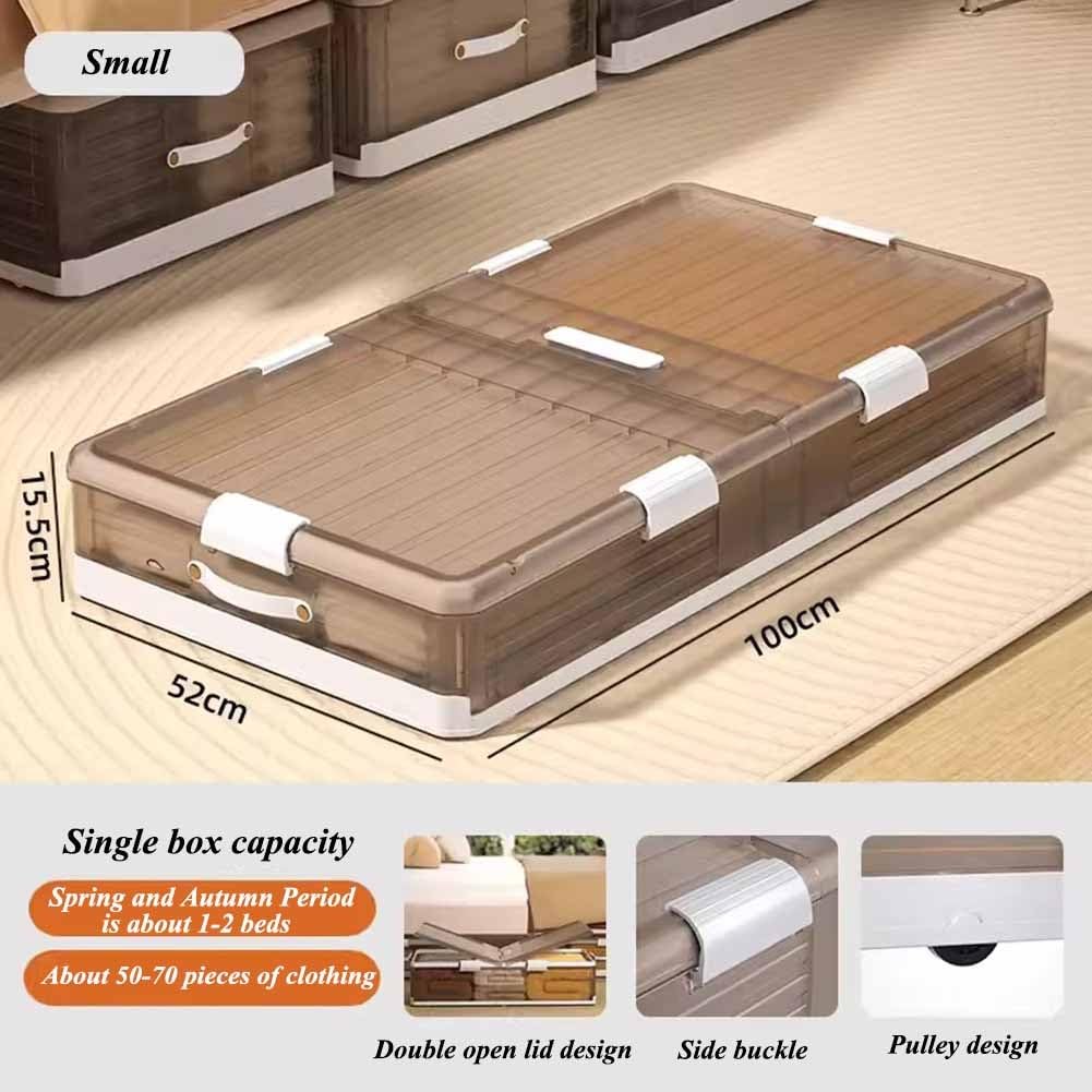 Collapsible Under-Bed Storage Bin with Wheels & Lid