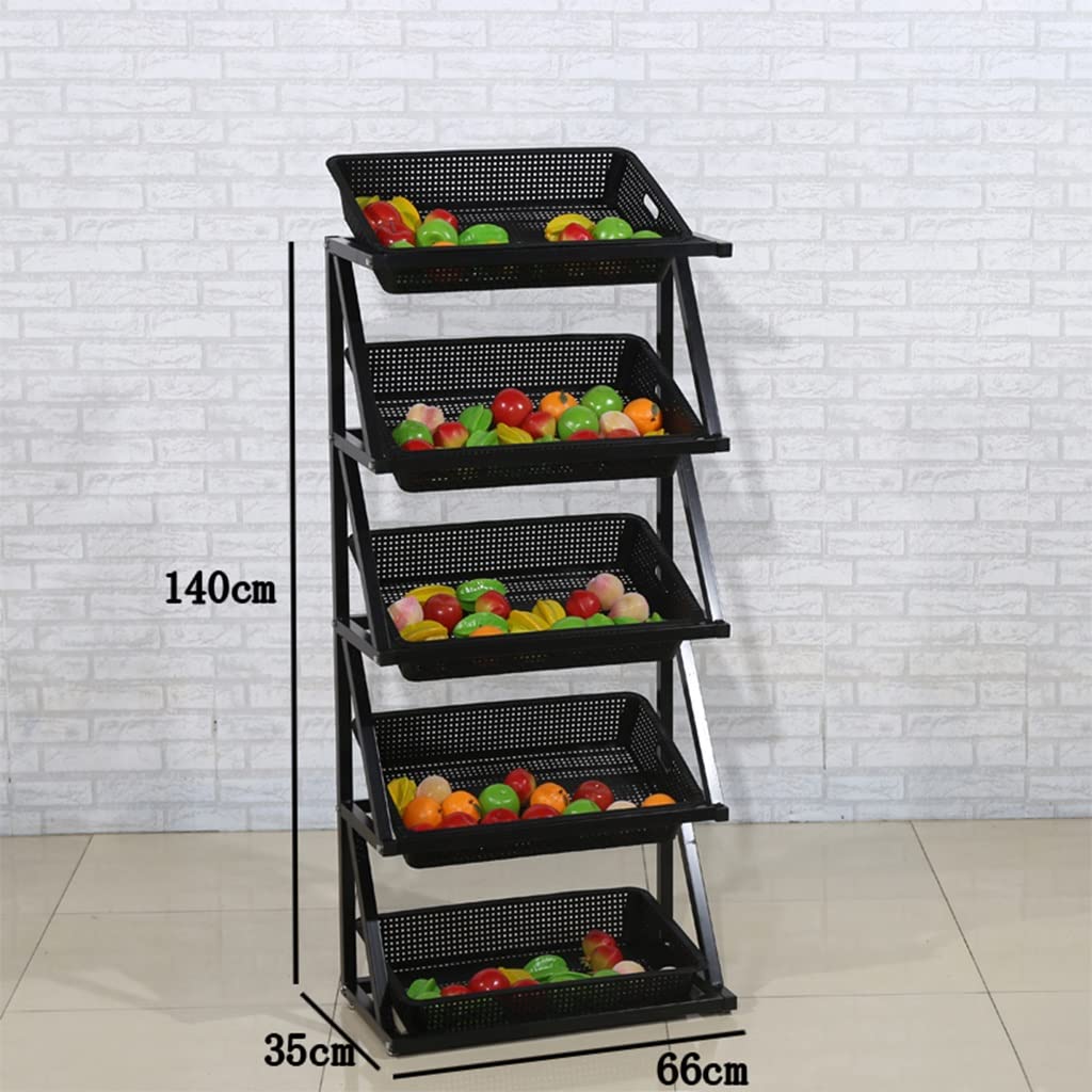 Kitchen Organizer 4-5 Tier Fruit Basket for Kitchen, Stackable Metal Fruit Vegetable Storage Baskets Organizer Stand, Potato and Onion Storage Bins Rack for Pantry (Color : A, Size (A 66*35*140cm)