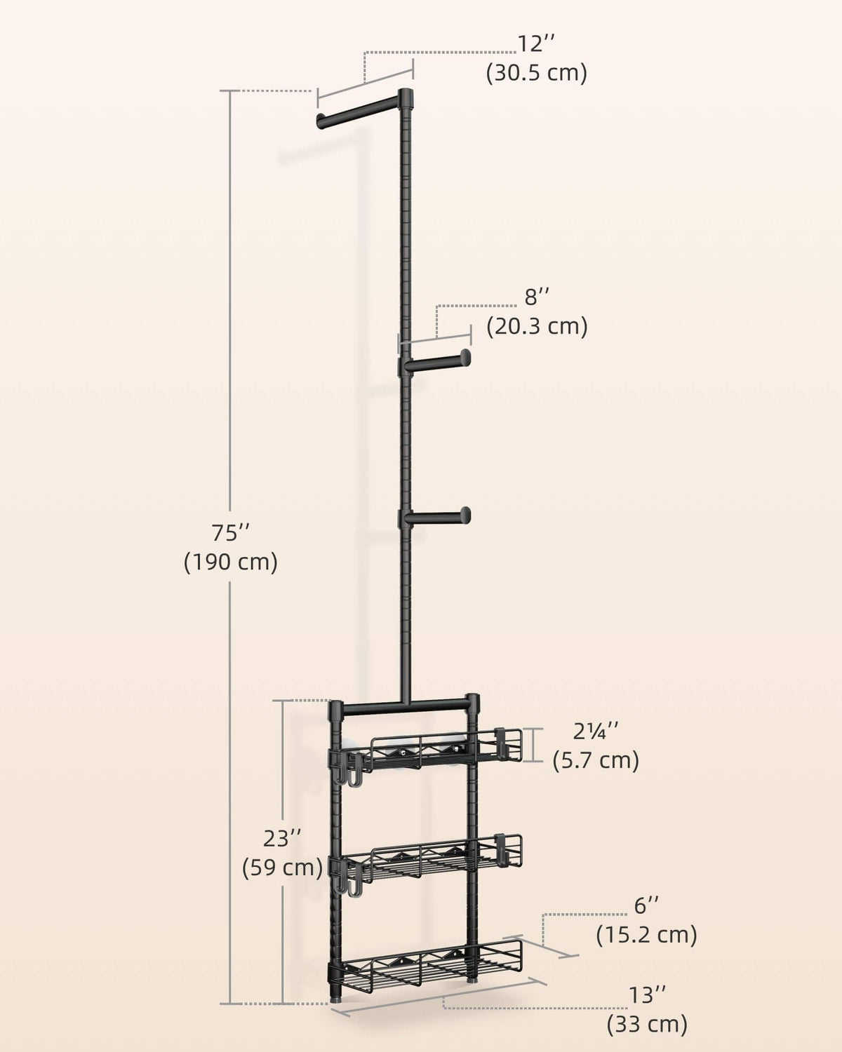 Over-Washer Laundry Shelf with Hanging Rod & Basket