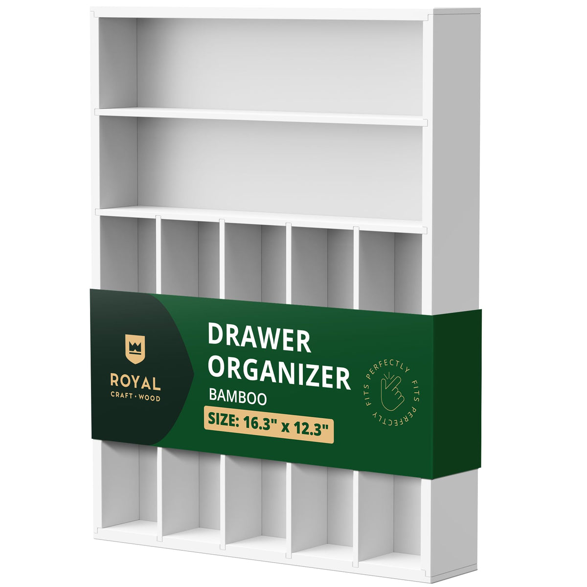 ROYAL CRAFT WOOD Luxury Bamboo Kitchen Drawer Organizer - Silverware Organizer - Utensil Holder and Cutlery Tray with Grooved Drawer Dividers for Flatware and Kitchen Utensils