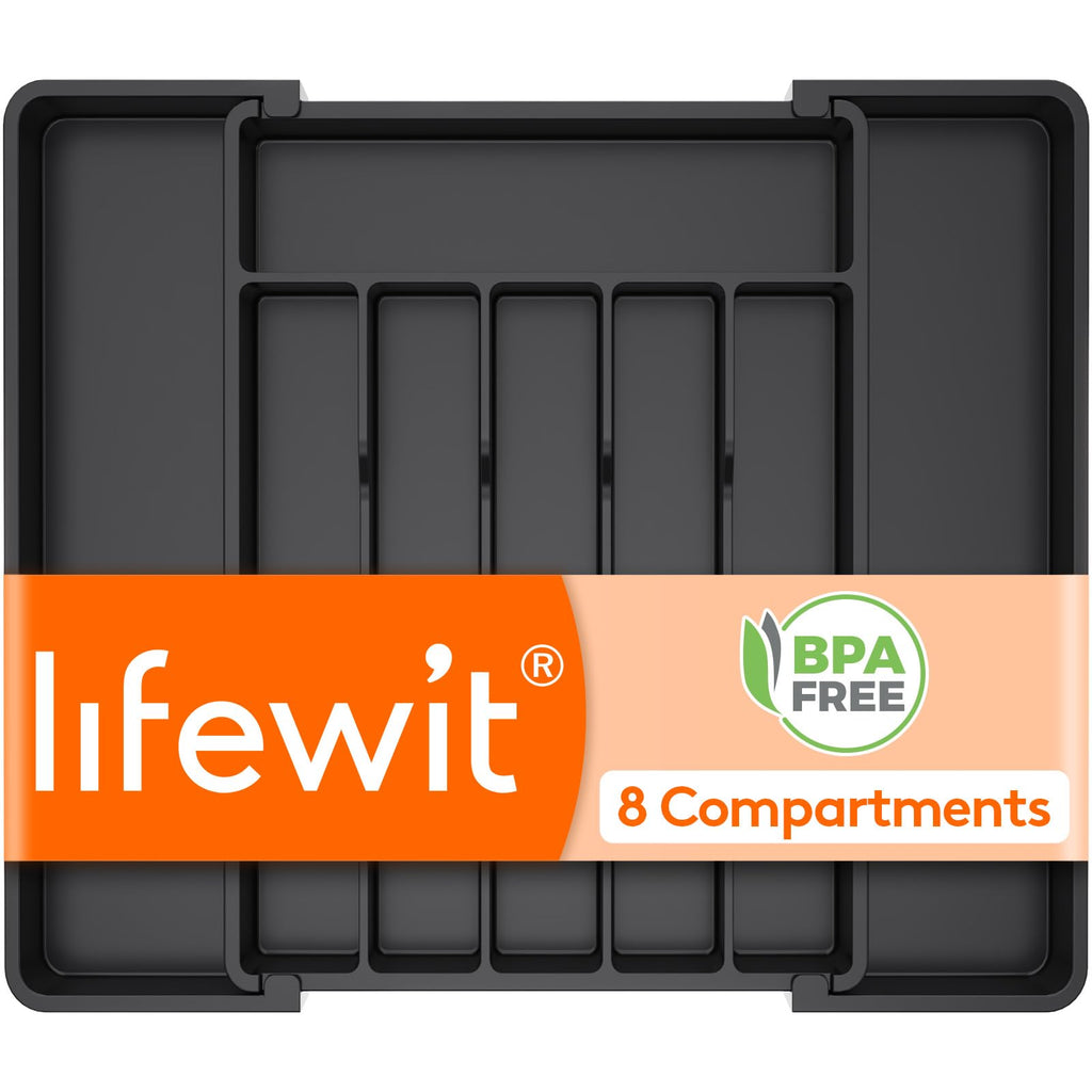 Lifewit Expandable Silverware Drawer Organizer, Kitchen Utensil Tray