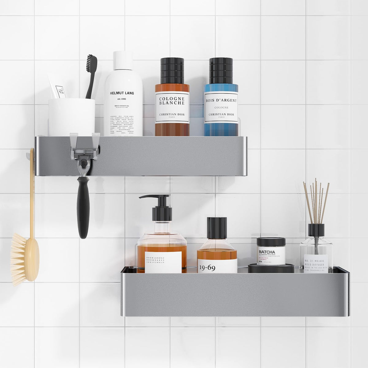 2-Pack Adhesive Shower Caddy Organizer for Bathroom