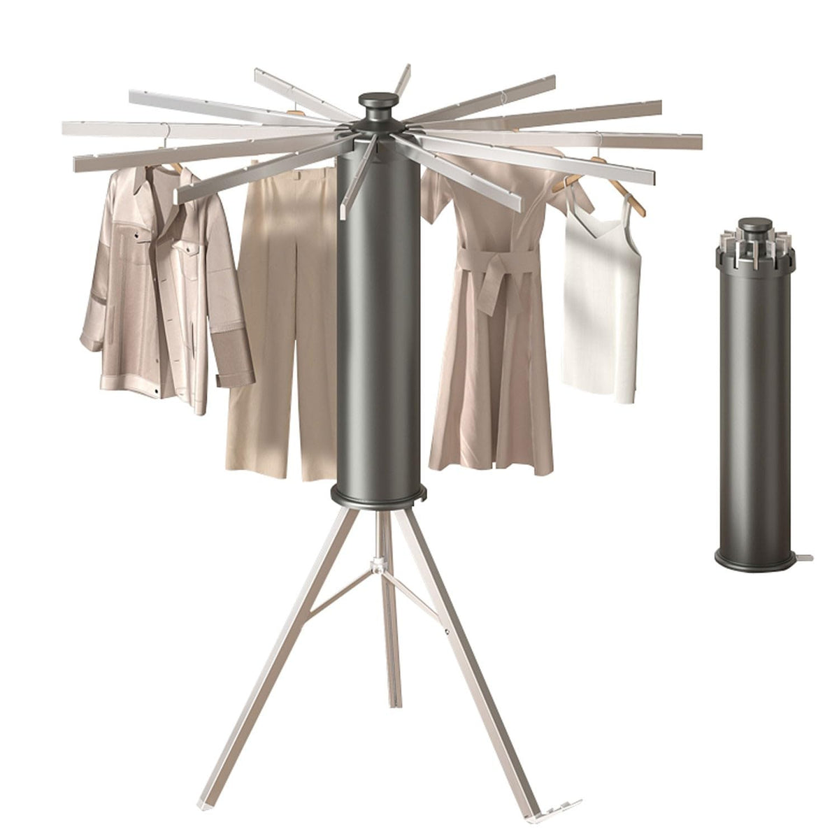 Foldable Tripod Clothes Drying Rack with 12/16 Poles