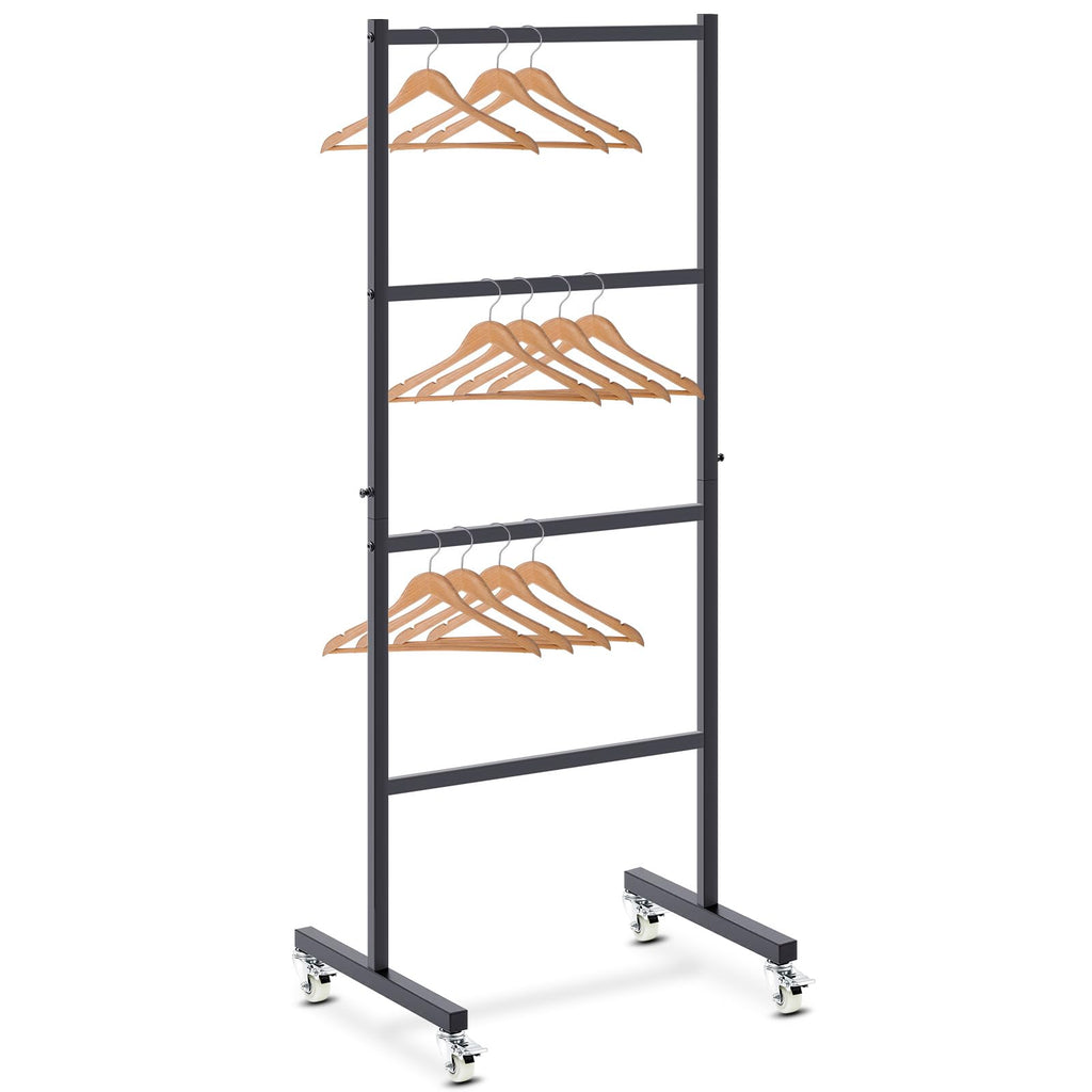 4-Tier Carbon Steel Clothing Rack with Rolling Casters