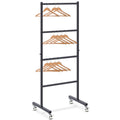 4-Tier Carbon Steel Clothing Rack with Rolling Casters