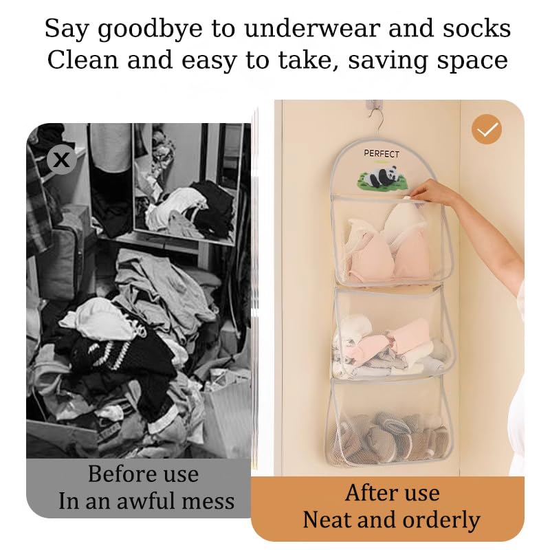 Multi-Layer Hanging Mesh Organizer with Metal Hanger