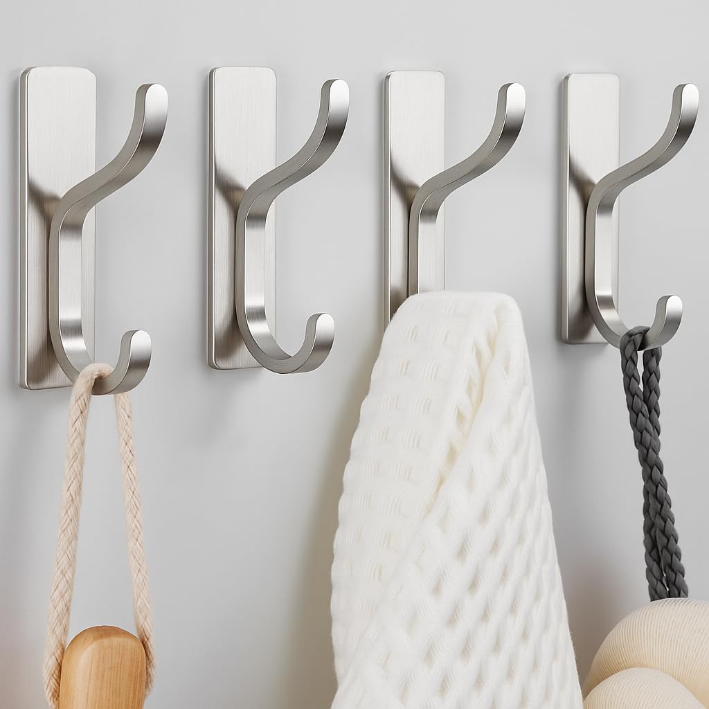 Heavy-Duty Adhesive Wall Hooks for Towels, Coats & Bags