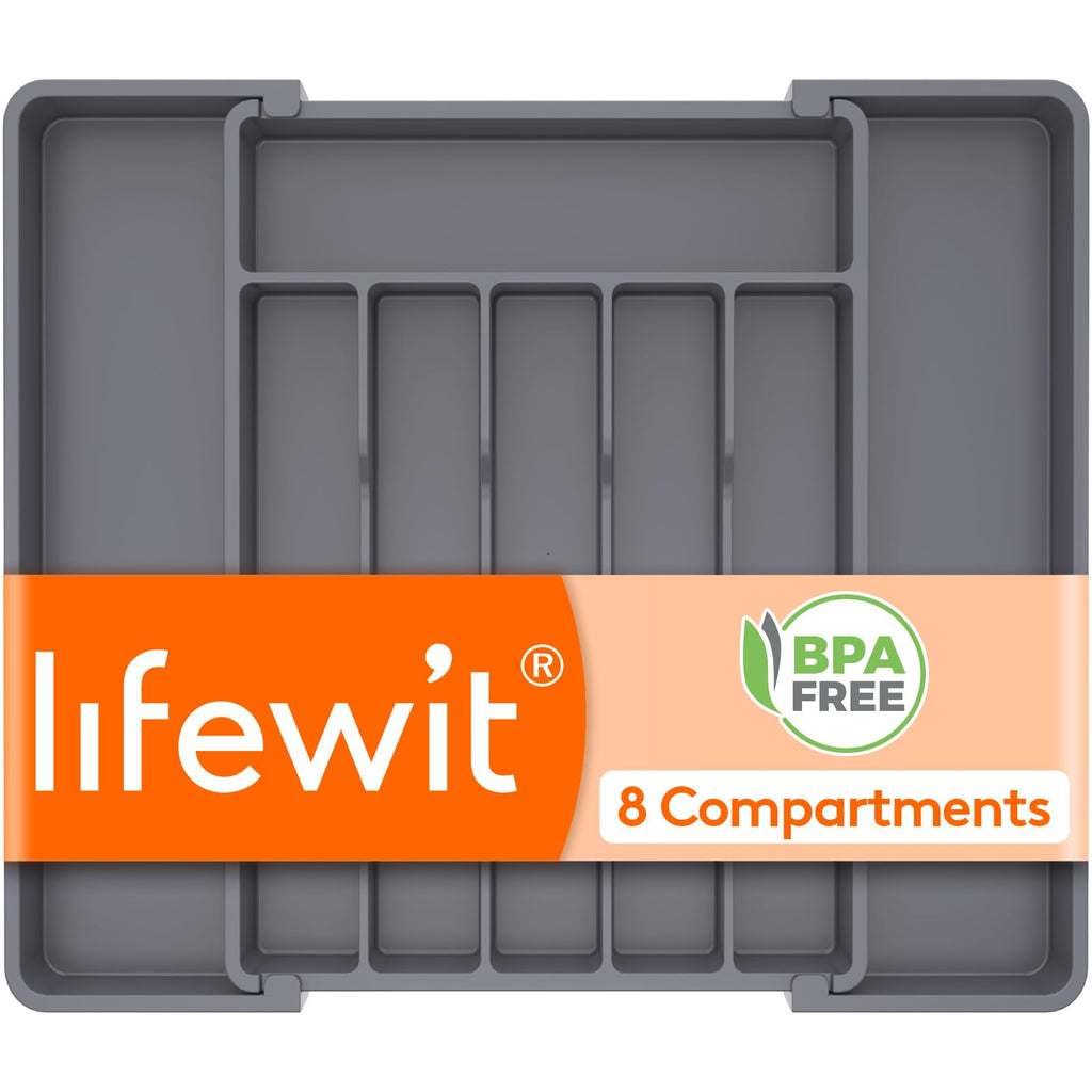 Lifewit Expandable Silverware Drawer Organizer, Kitchen Utensil Tray