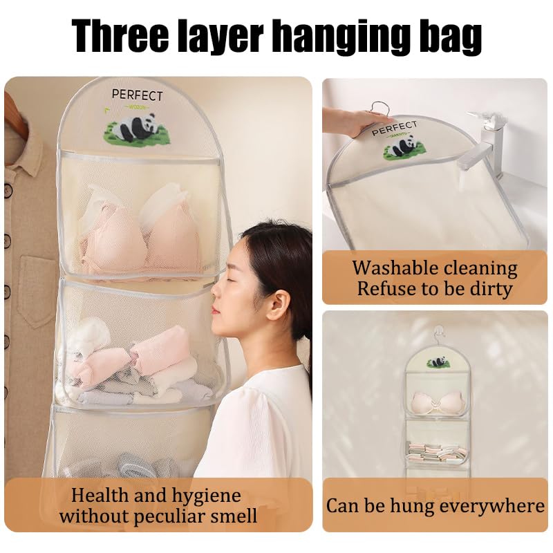 Multi-Layer Hanging Mesh Organizer with Metal Hanger