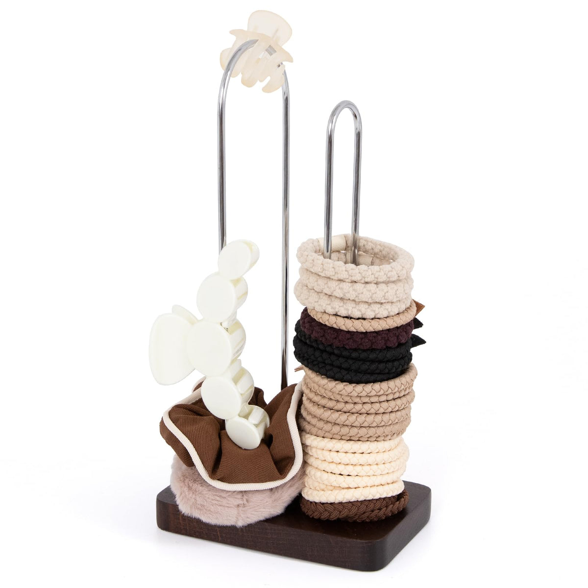 SCUNDA 2-Tier Scrunchie Holder Stand – Hair Tie Organizer Display for Hair Accessories, Jewelry & More – Compact and Stylish Storage Solution