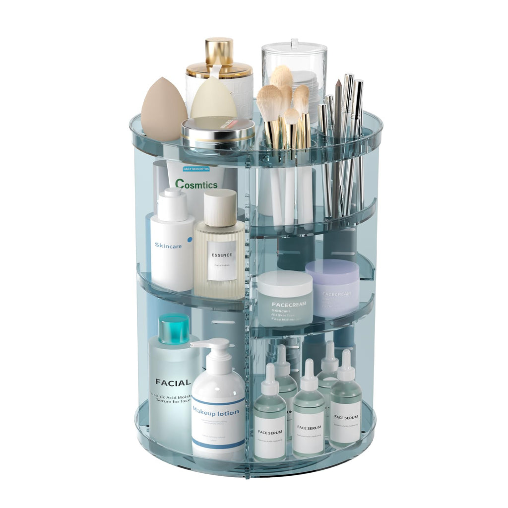 8-Tier Rotating Makeup & Skincare Organizer with Brush Holder