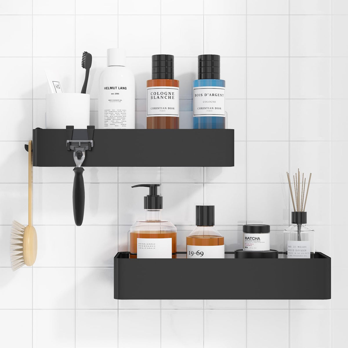 2-Pack Adhesive Shower Caddy Organizer for Bathroom