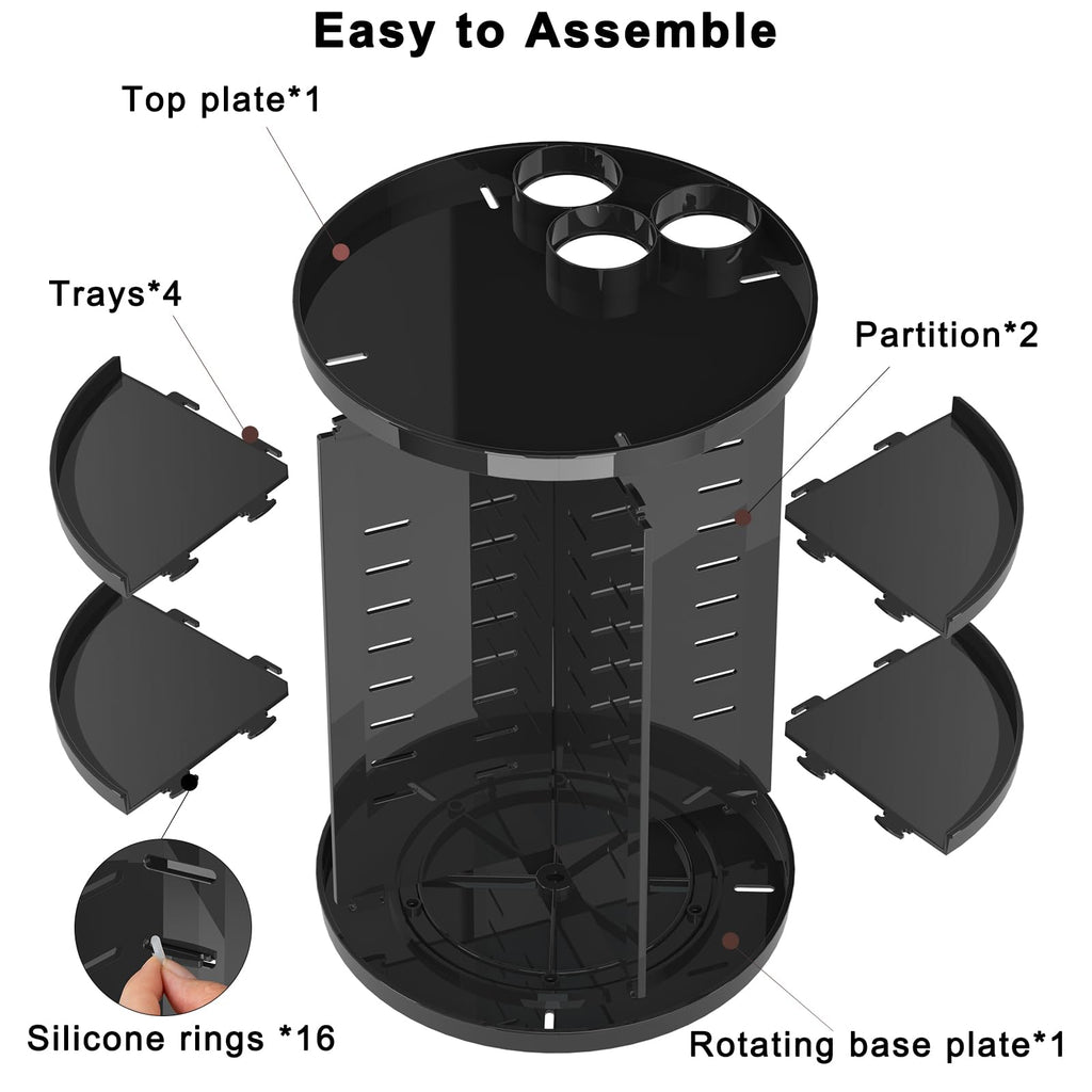 8-Tier Rotating Makeup & Skincare Organizer with Brush Holder