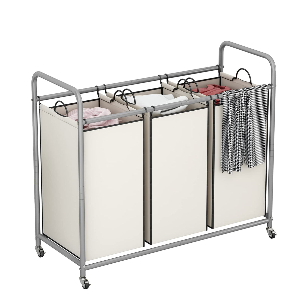 135L 3-Section Laundry Hamper & Clothes Sorter