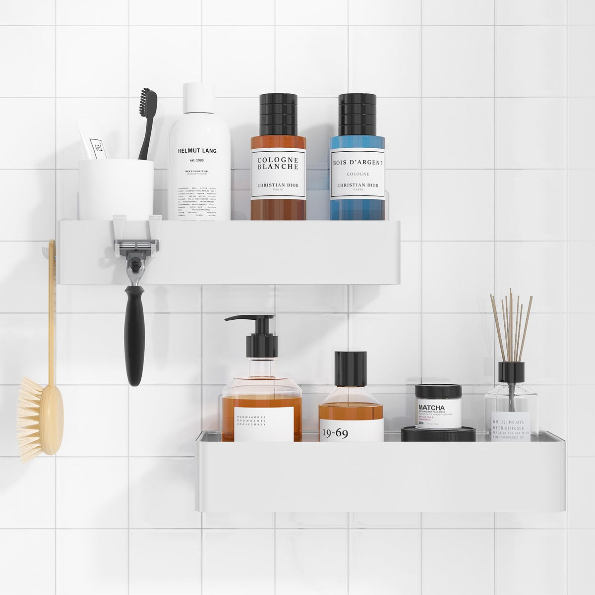 2-Pack Adhesive Shower Caddy Organizer for Bathroom