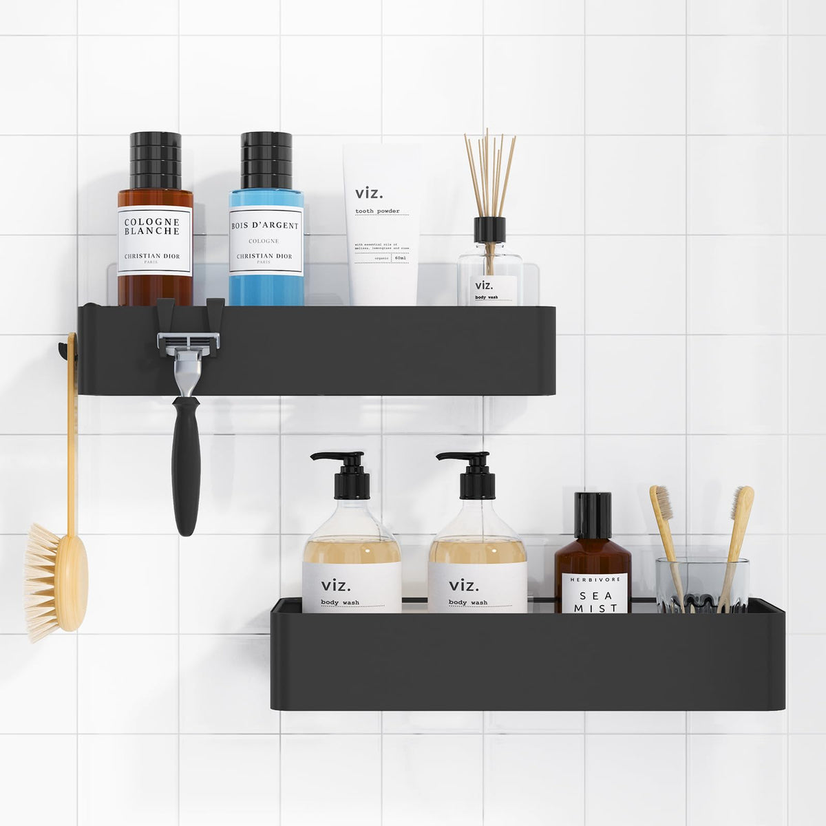 2-Pack Adhesive Shower Caddy Organizer for Bathroom