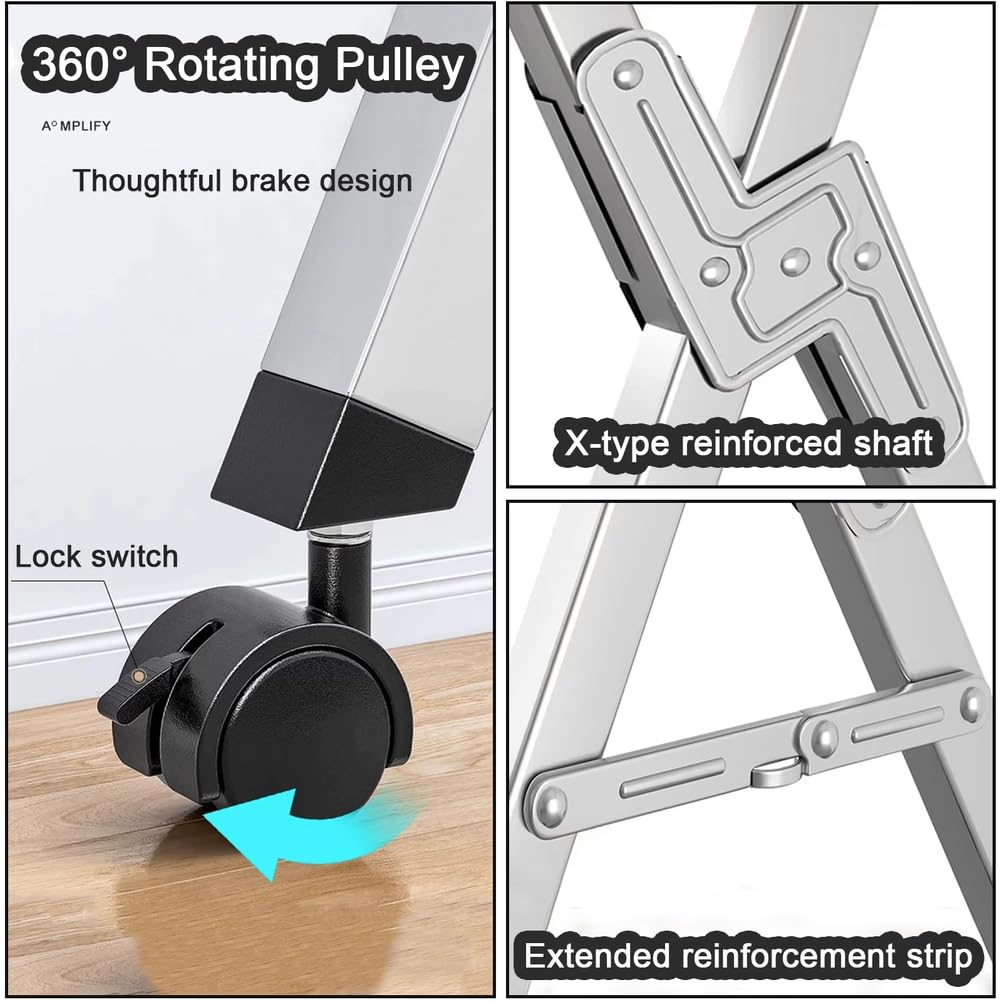 Foldable Stainless Steel Drying Rack with Wheels & Shoe Shelf