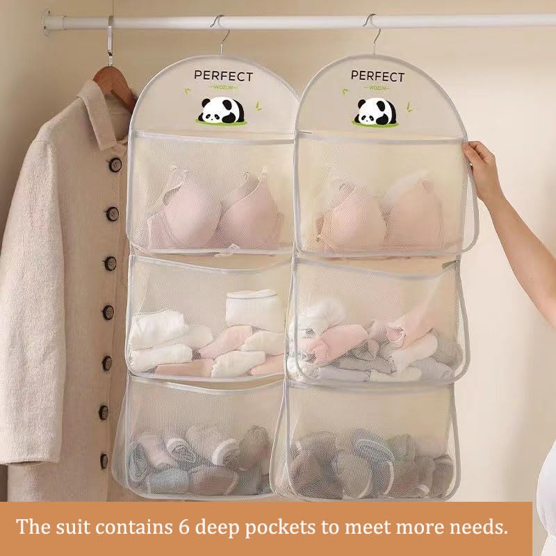 Multi-Layer Hanging Mesh Organizer with Metal Hanger