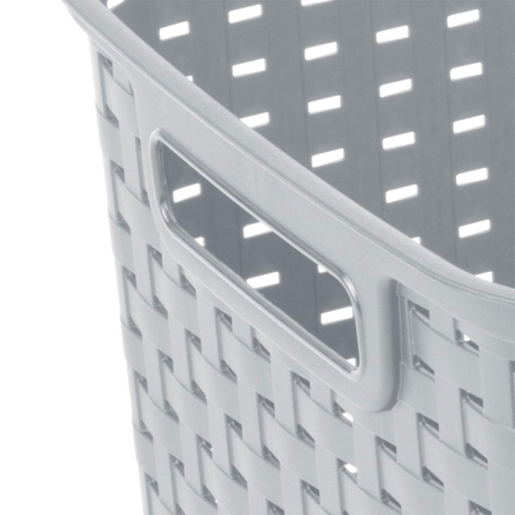 Tall Woven Plastic Storage Basket with Handles - Gray