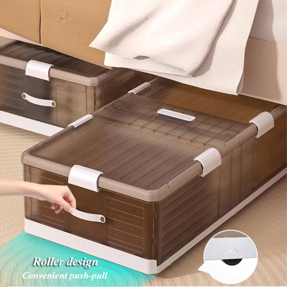 Collapsible Under-Bed Storage Bin with Wheels & Lid