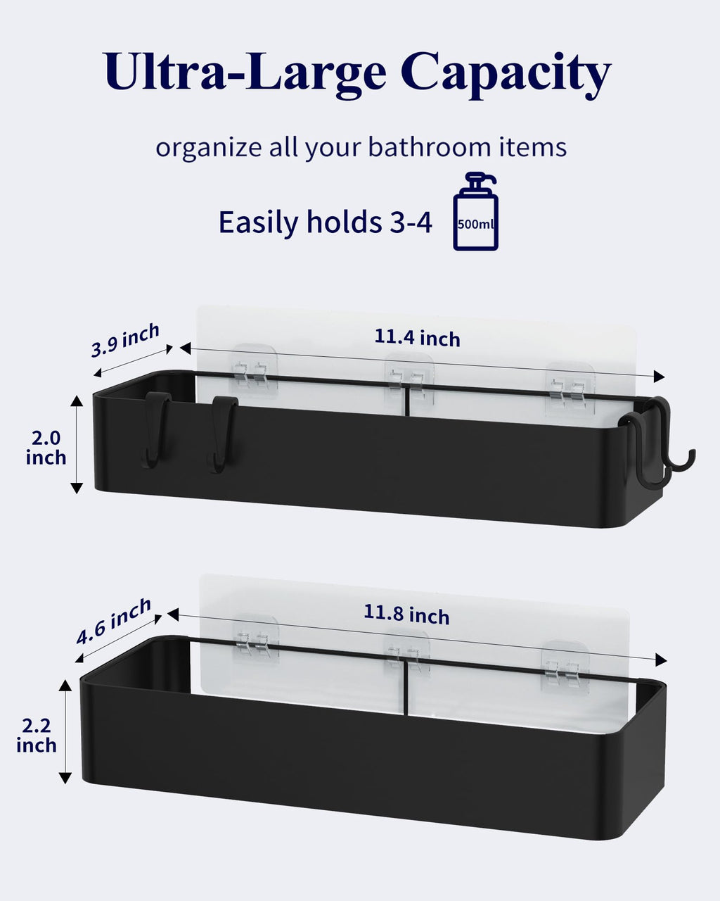2-Pack Adhesive Shower Caddy Organizer for Bathroom