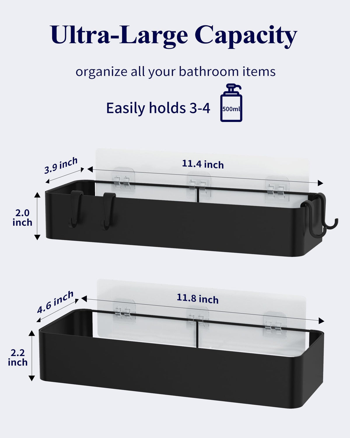 2-Pack Adhesive Shower Caddy Organizer for Bathroom