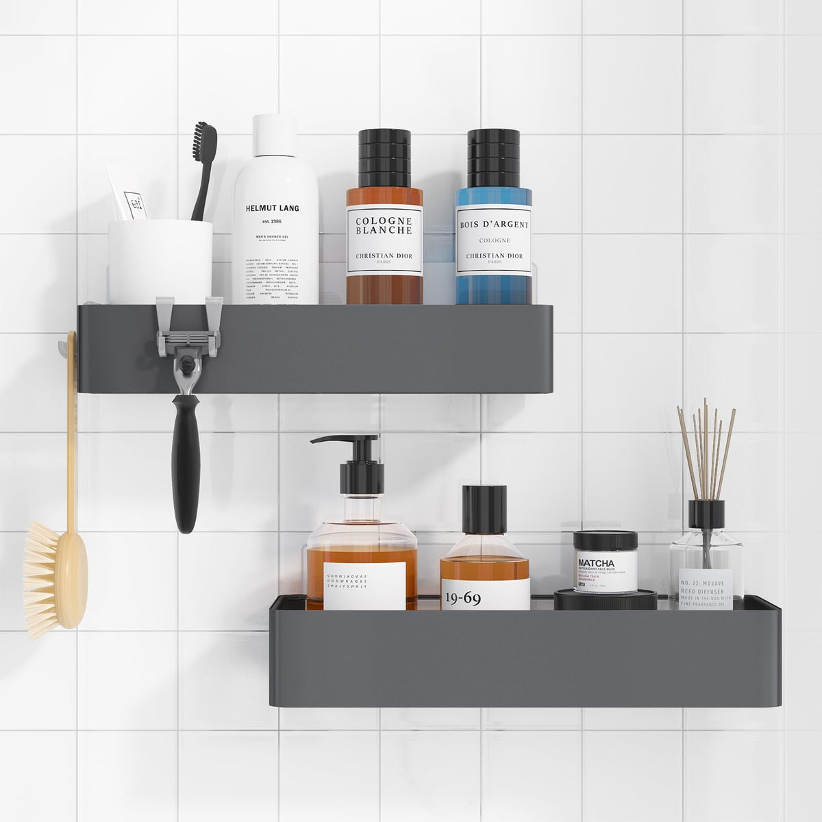 2-Pack Adhesive Shower Caddy Organizer for Bathroom