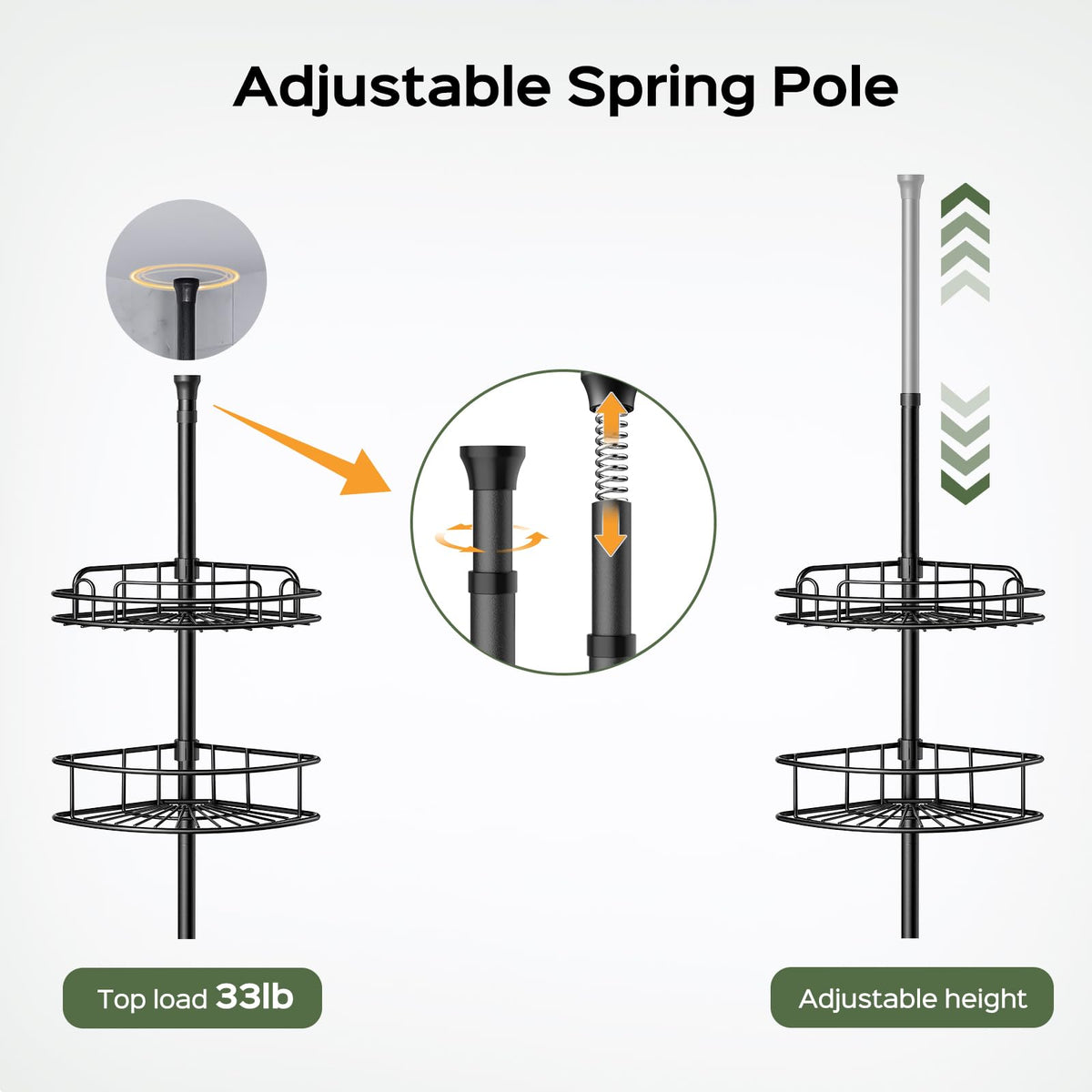 4-Tier Tension Pole Corner Shower Caddy Organizer